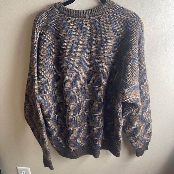 VTG 90s Jos A Bank Sweater Men Large Geometric Grandpa Hipster Italy Pullover Z - Picture 9 of 9